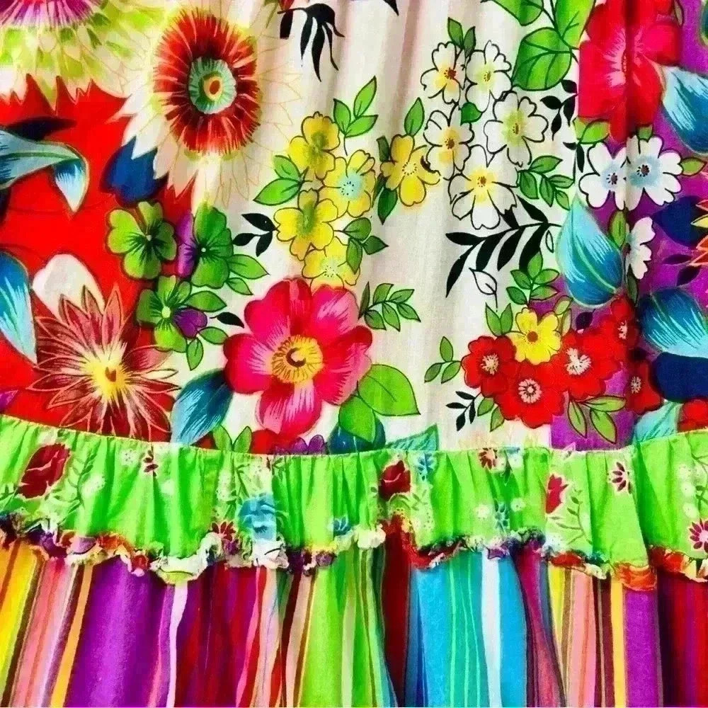 Patchington Colorful Floral Patchwork Maxi Skirt … - image 4